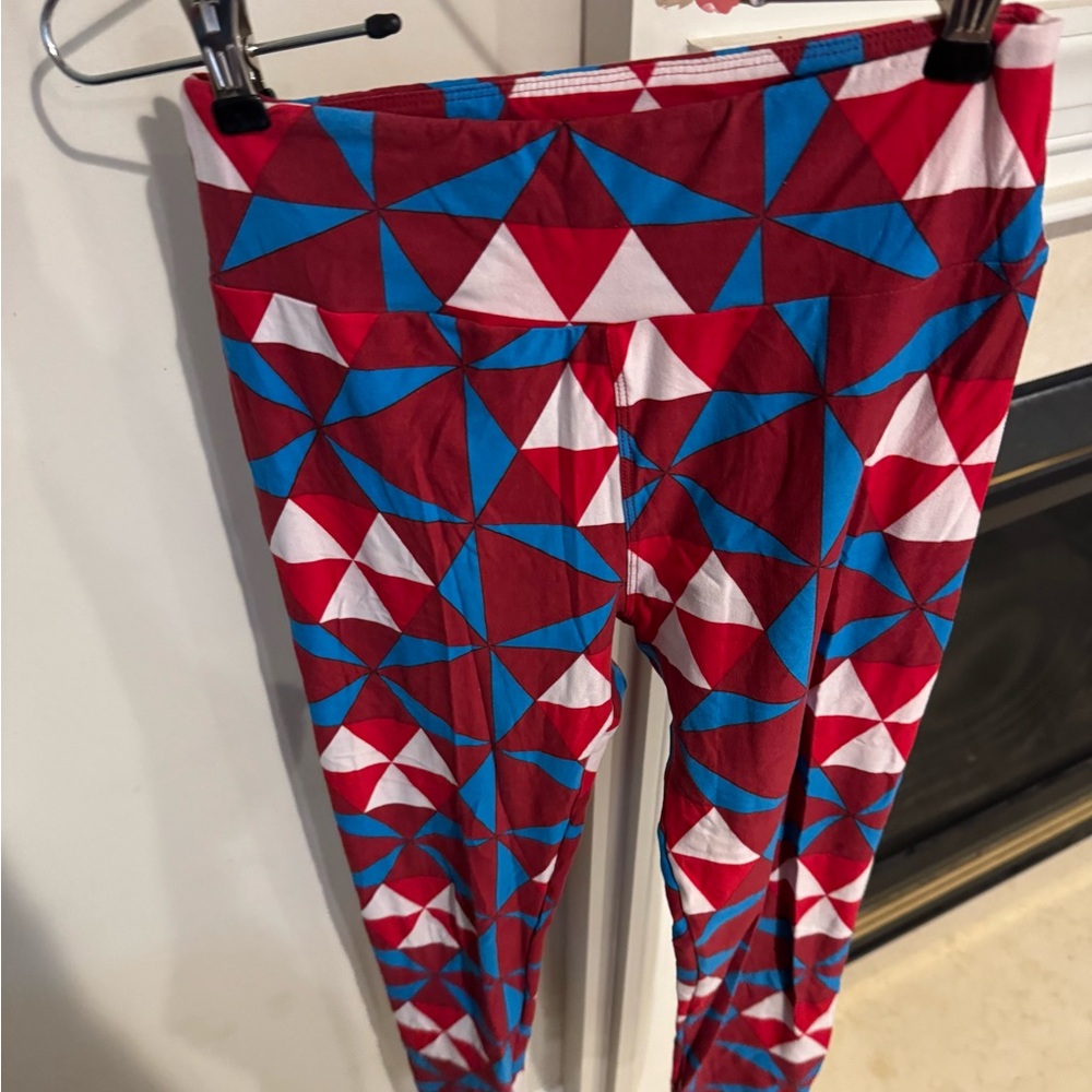 Lularoe women's leggings, red/white/blue print, one size